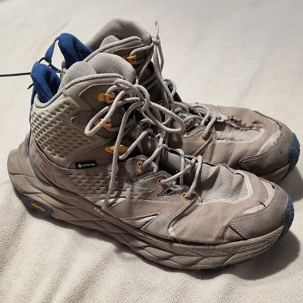 Hoka Men's Tan and Blue Hiking Boots